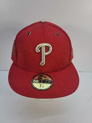 NEW ERA 59FIFTY PHILLIES Red/Gold ASG 7  3/8  Hat Club A.A.G  All-Star Hat 2017 • $32.50