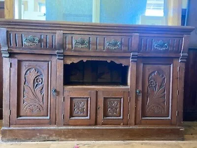 $950 • Buy Early 1900's Wooden Sideboard With Carved Floral Decoration