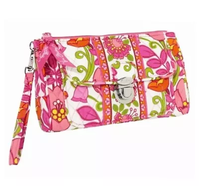 New Vera Bradley Pushlock Wristlet Wallet Mini Bag Purse Floral Lilly Bell • $35