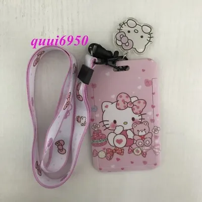 Cute Girl's Hello Kitty Lanyard ID Card Neck Strap Keychain Case Holder Charm • $4.34