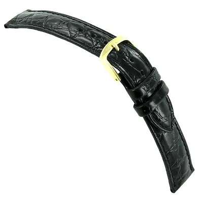 18mm Hadley-Roma Black Crocodile Grain Genuine Leather Mens Watch Band 717 LONG • $23.95