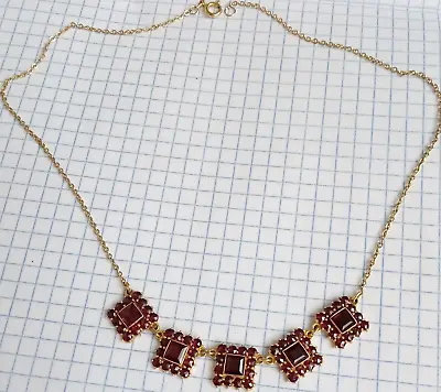 Antique Necklace Natural Czech Bohemian Garnet Gilding Women's Jewelry • $283