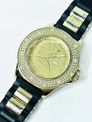 Vintage Gold Tone Iced Out Michael Jordan Jumpman Logo Silicone Band Watch • $49.99