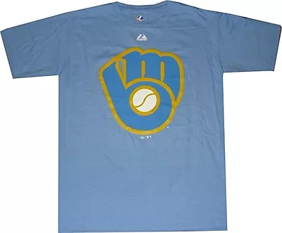 Milwaukee Brewers Majestic Bigger Raised Logo T Shirt Closeout Limited Quantites • $14.20