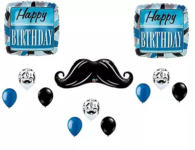 Mustache Balloons Man Boy Happy Birthday Party Decoration Supplies • $17.25