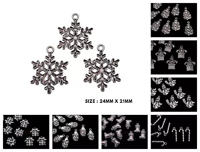 Tibetan Silver XMAS Christmas Theme Festive Charms Pendant Craft Jewellery Gift • £2.09