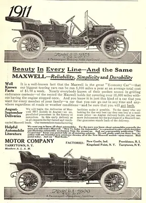 1911 The Maxwell Model G 11 A Automobile Tarrytown Ny Print Advertisement Z1883 • $13.53