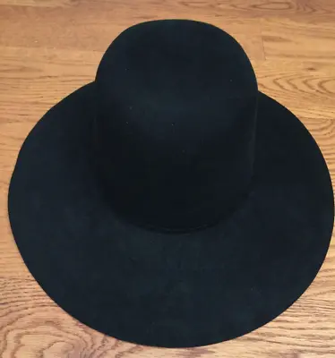 Newt's Fur Felt Hat 7 1/8 Black Vtg Usa Cowboy Western Round Crown Flat Brim 22  • $125.95