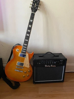 £165 • Buy Harley Benton SC450 Plus HB Vintage Electric Guitar And Amplifier With Wires Bag