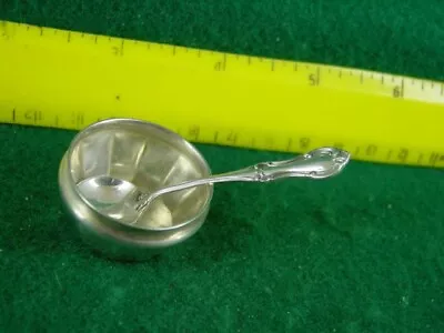 Vintage Sterling Silver Salt Cellar With Sterling Silver Miniature Spoon • $14.99