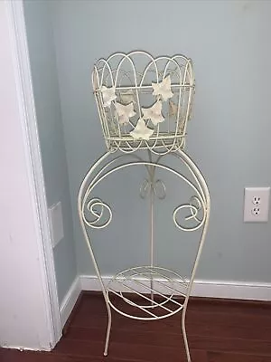 Vintage Wired Metal Swirl Ivy 2 Tier Plant Stand Removable Basket MCM Granny • $149.99