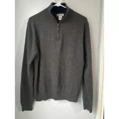 Oliver Perry 100% Cashmere Gray 3/4 Zip Long Sleeve Sweater - Size M • $30