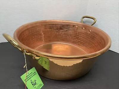 LARGE Antique French Copper Pot Pan  Villedieu 16” Original Tags Mauviel France • $525