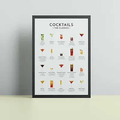 £9.99 • Buy Cocktails Print Cocktails Poster - Wall Art Print - Available Framed
