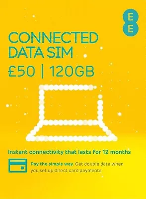 EE PAYG SIM Card Preloaded With 120GB Of Data To Use For 12 Months • £46.99