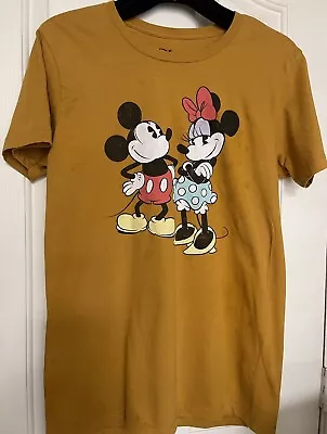 Disney MICKEY And MINNIE MOUSE T-Shirt Gold Cotton Shirt Sleeve Sz Large • $13.59