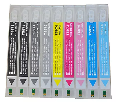 9pcs Refillable HDR Pigment Ink Cartridges For Epson Stylus 7890/9890+Resetter • $239.99
