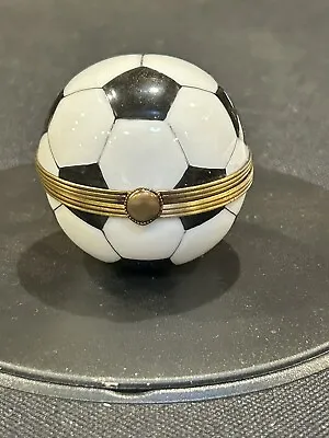 Vintage Limoges Peint Main France Trinket Box Soccer Ball • $75