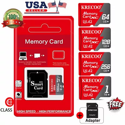 Micro SD Card 64GB 128GB 256GB 1TB Class 10 SDHC SDXC Phone Memory & Adapter Lot • $8.89