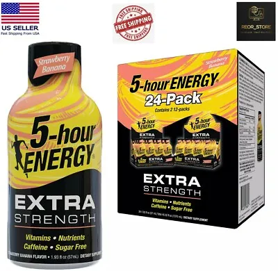 5-hour ENERGY Shot Extra Strength Strawberry Banana 1.93 Oz 24 Ct • $57.37