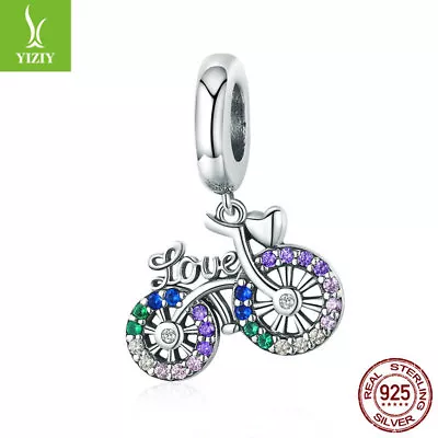 Authentic 925 Sterling Silver Colorful Bike Charm Pendant Fit 925 Bracelet Chain • $9.30