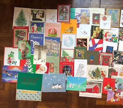 Vintage Christmas Holiday Greeting Cards Lot Of 77 Used Art Only 1980s 1990s • $19.99