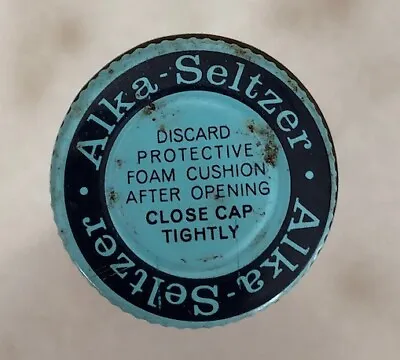 Alka-Seltzer Bottle RX Medicine Vintage Original Empty Blue Metal Lid Glass • $40.72
