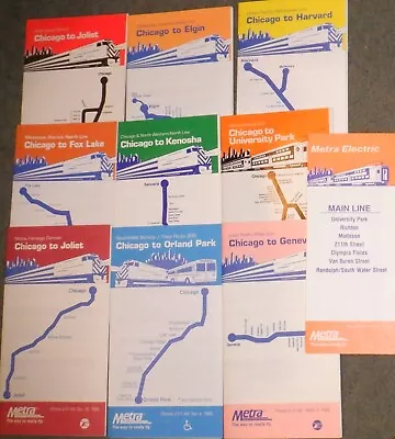 Metra - Chicago Suburban Railroad Service Timetable Lot Of 10 Lines - 1996-2001 • $13