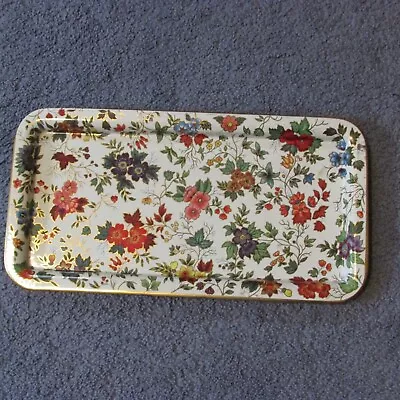 Vintage Metal Platter Daher Decorated Ware England 14x7.5'' Flowers Tray • $11.55