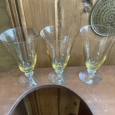 Vintage Fostoria Fairfax Yellow Topaz Set Glasses Glass Wine Water • $34.99