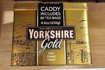 Taylors Of Harrogate Yorkshire Gold Tea Bags X 80 In A Collectible Tin / Caddy • $39.50