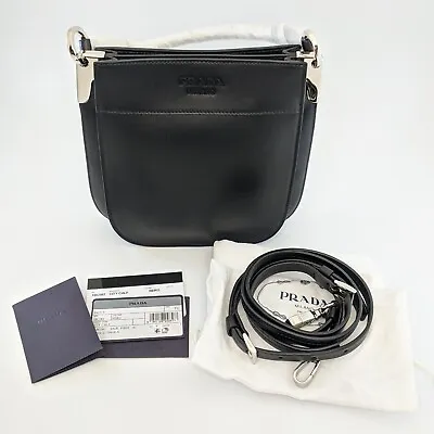 Prada Small Leather Margit Hobo Bag Black  (1BC082) Retails $1699.99 NWT • $1099.99