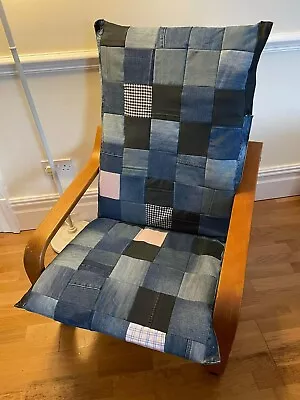 IKEA Poang ArmChair Upcycled Denim Cushion Only • £98