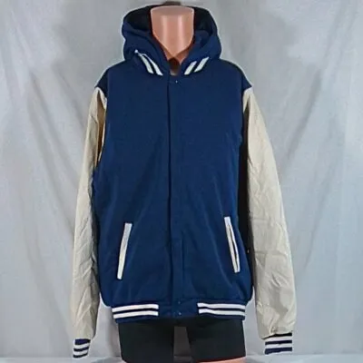 Men's Victory Outfitters Varsity Hooded Reversible Jacket - Navy & Cream - XXL • $59.97