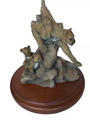 MCS Mill Creek Studios Cougar & Cubs Puma Cat Panther Sculpture Cold Cast   EC • $34.99