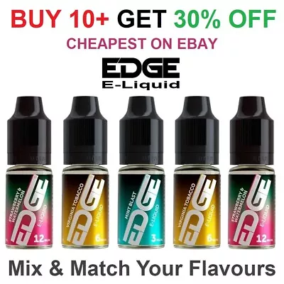 Edge E-liquid Vape Juice 10ml All Flavours & Strengths Eliquid 5 10 Single Packs • £1.85