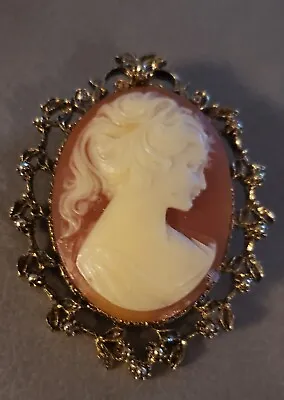 Vintage Cameo Handcarved  Brooch Pin - 2.75  • $7.95