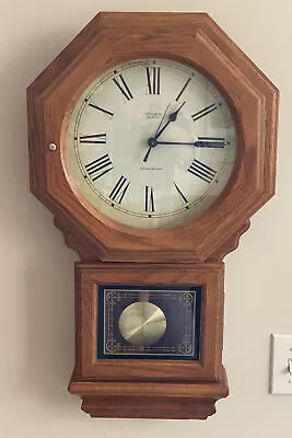 Verichron Quartz Pendulum Westminster Chime Wood Wall Clock 27x16x5” Vintage • $67