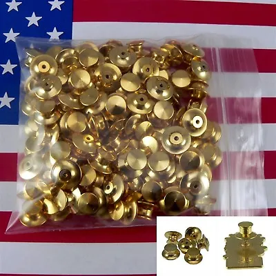 100 Lot Gold Locking Flathead Lapel Pin Back Clasp Military Police Biker Scouts • $51.45