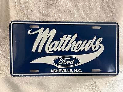 Vintage Mathews Ford Asheville N.C. Booster License Plate • $25