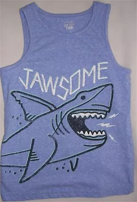 Jumping Beans Softest Tank Top Blue Shirt W/ Shark On Front  Jawsome  Boy Size 6 • $3.79