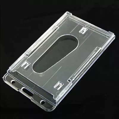 New Clear Vertical Hard Plastic Badge Holder Double Card ID Transparent 10.ou • $2.55