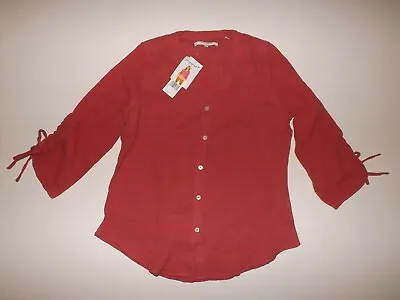 FOXCROFT Vintage Red Textured Button Up Shirt Size L Large NWT Womens  • $14.95