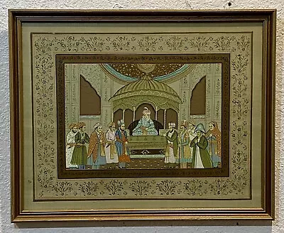 Original Unique Silk Painting Rare Mughal Court Scene Emperor FRAMED • $399.99