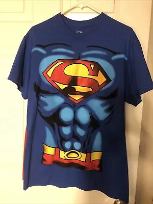 $4 • Buy Mens Shirts Costume Dress Holiday Party SUPERMAN T SHIRT With Cape Size M