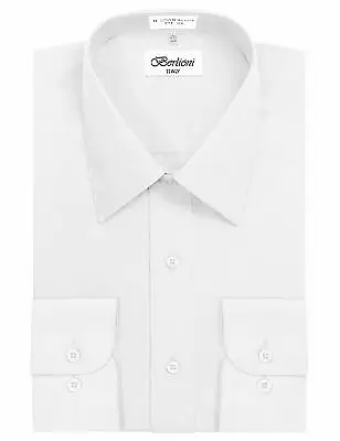 Berlioni Italy Men's Premium Classic French Convertible Cuff Solid Dress Shirt • $26.24