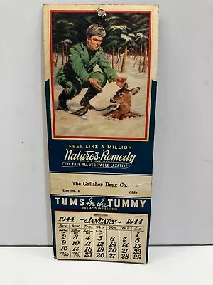 Vintage 1944 Wall Calendar Dayton Ohio  Natures Remedy   Joseph Kernan Art • $5.50