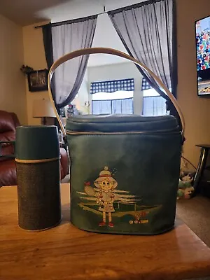 70s Vintage Vinyl Lunch Box With Thermos • $15