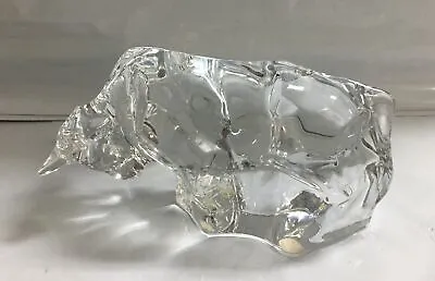 Vintage Baccarat France Crystal Bison Buffalo Bull Figurine Signed • $252.93