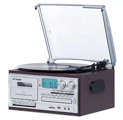 Victor Cosmopolitan 8-in-1 Turntable Music Center W/ 3-Speed Turntable & Radio • $157.99